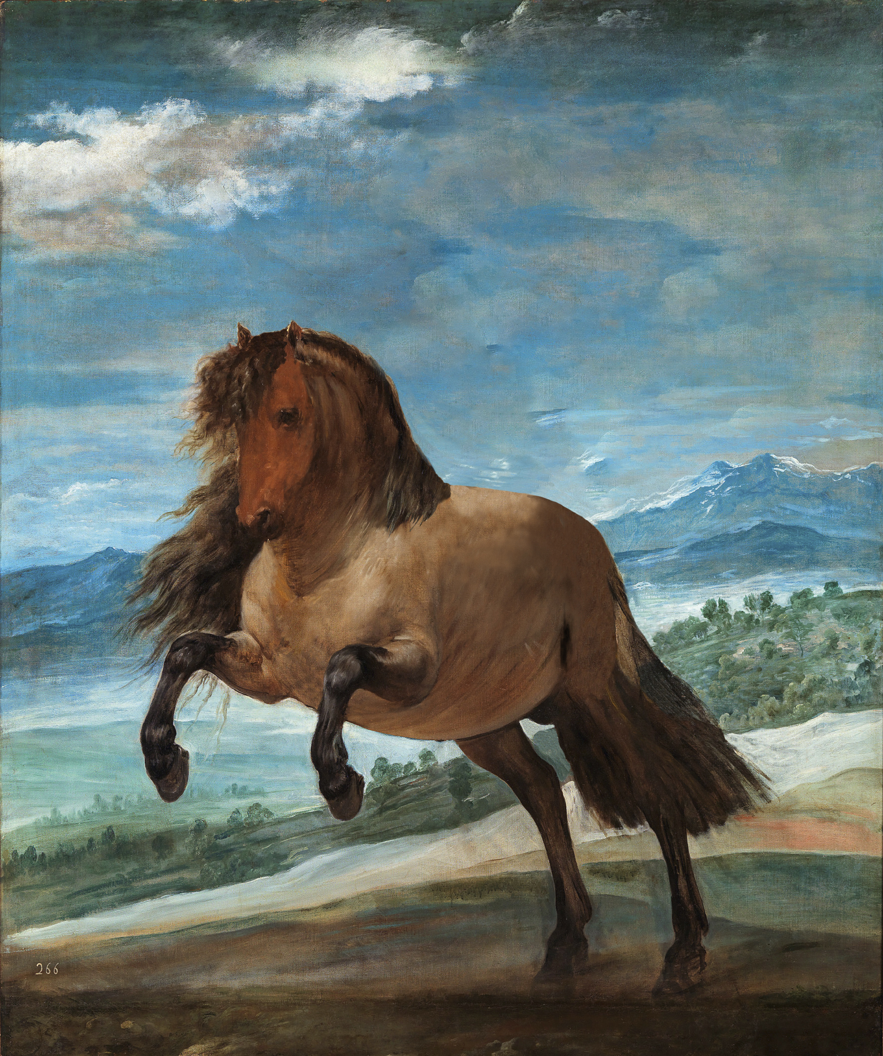 retrato de caballo frente a sierra