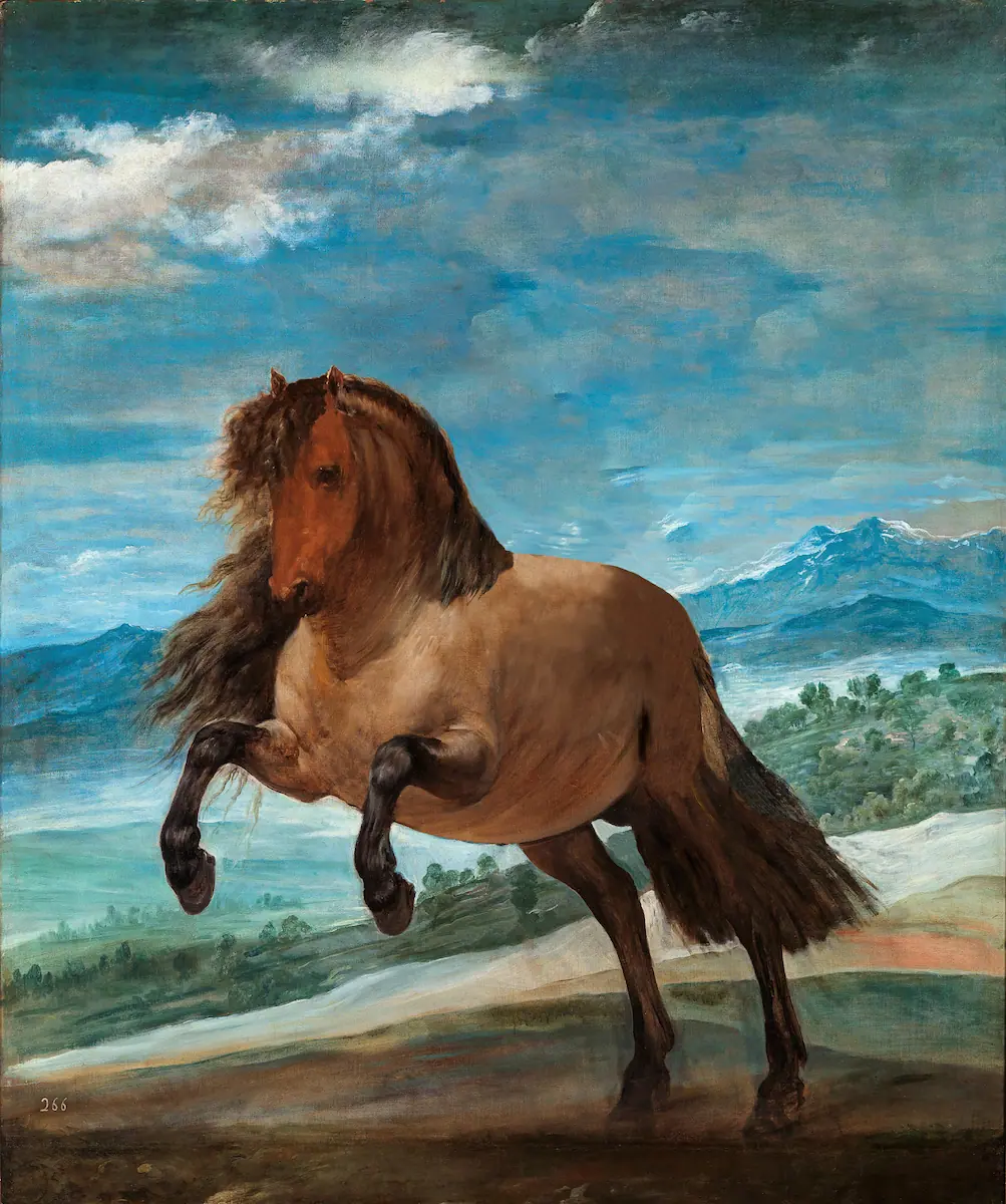 retrato de caballo frente a sierra